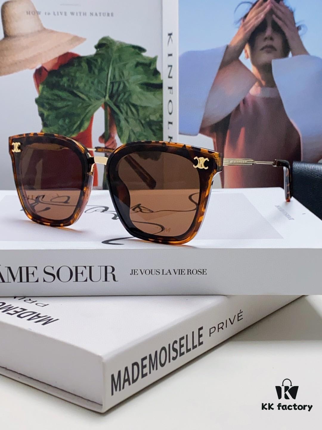 Celine Women's UV-Protective Sunglasses, Anti-Glare Fashion Shades for Driving and Streetwear, Slimming Design, Instagram and Xiaohongshu Trendy Style