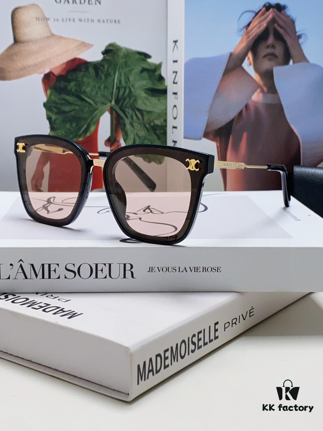 Celine Women's UV-Protective Sunglasses, Anti-Glare Fashion Eyewear for Driving and Streetwear, Slimming Design, Instagram and Xiaohongshu Trendy Style