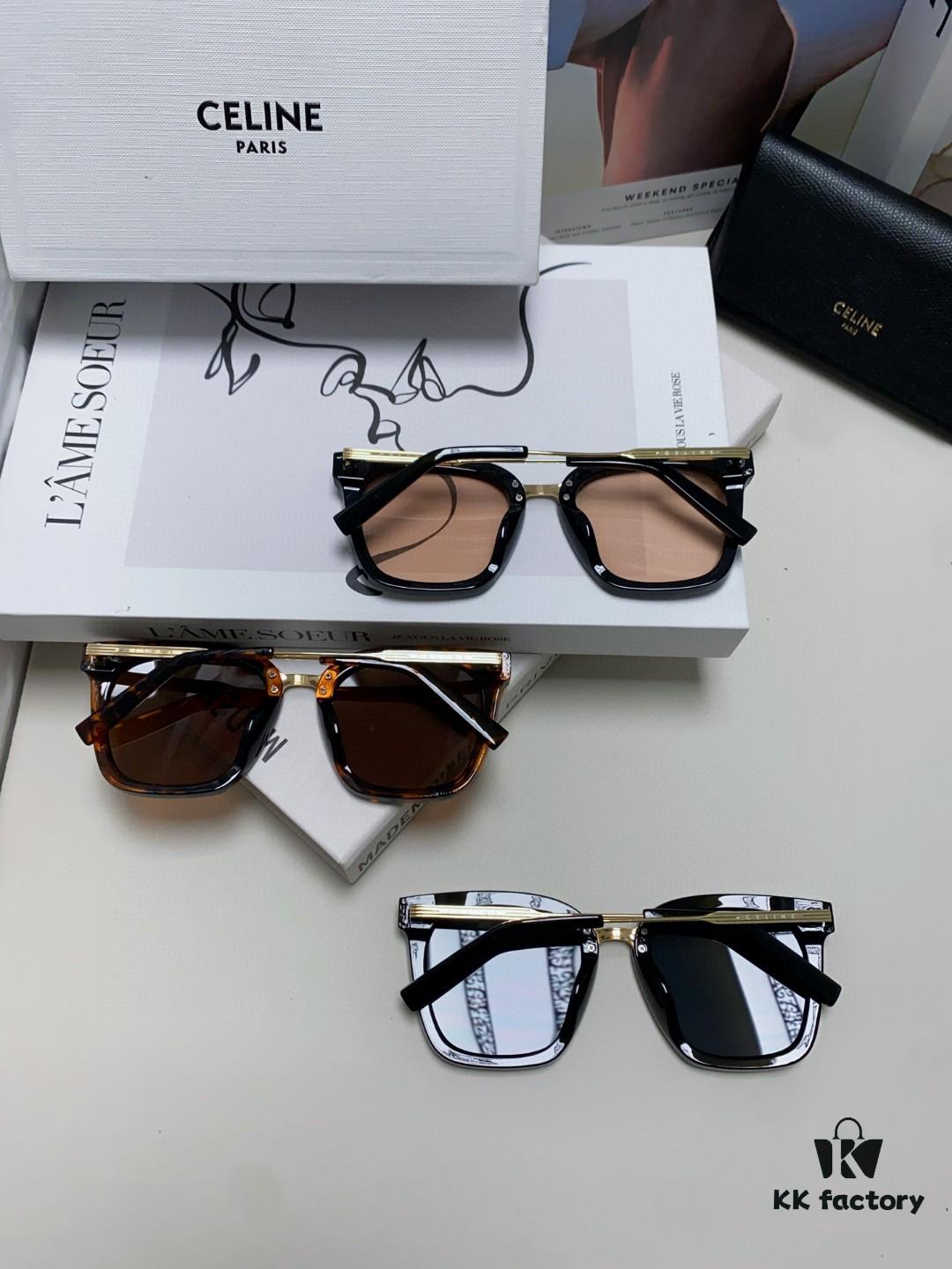 Celine Women's UV-Protective Sunglasses, Anti-Glare Fashion Eyewear for Driving and Streetwear, Slimming Design, Instagram and Xiaohongshu Trendy Style