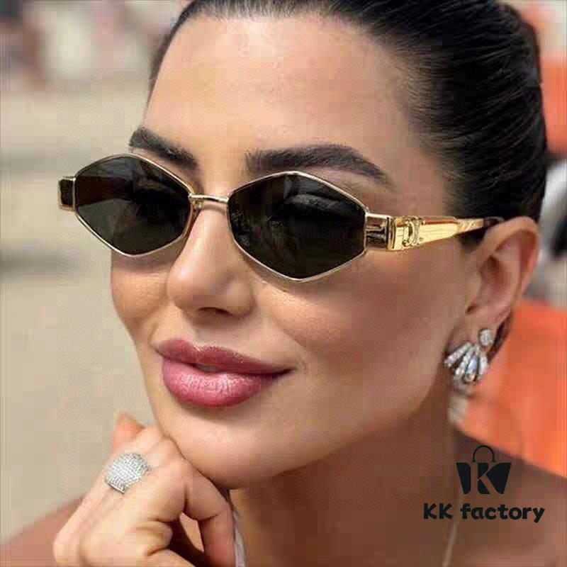 Celine 2024 New Arrival European and American Fashion Polygonal Sunglasses for Women, High-End Unisex Retro Sun Glasses, Influencer-Favorite UV Protection Street Snap Shades