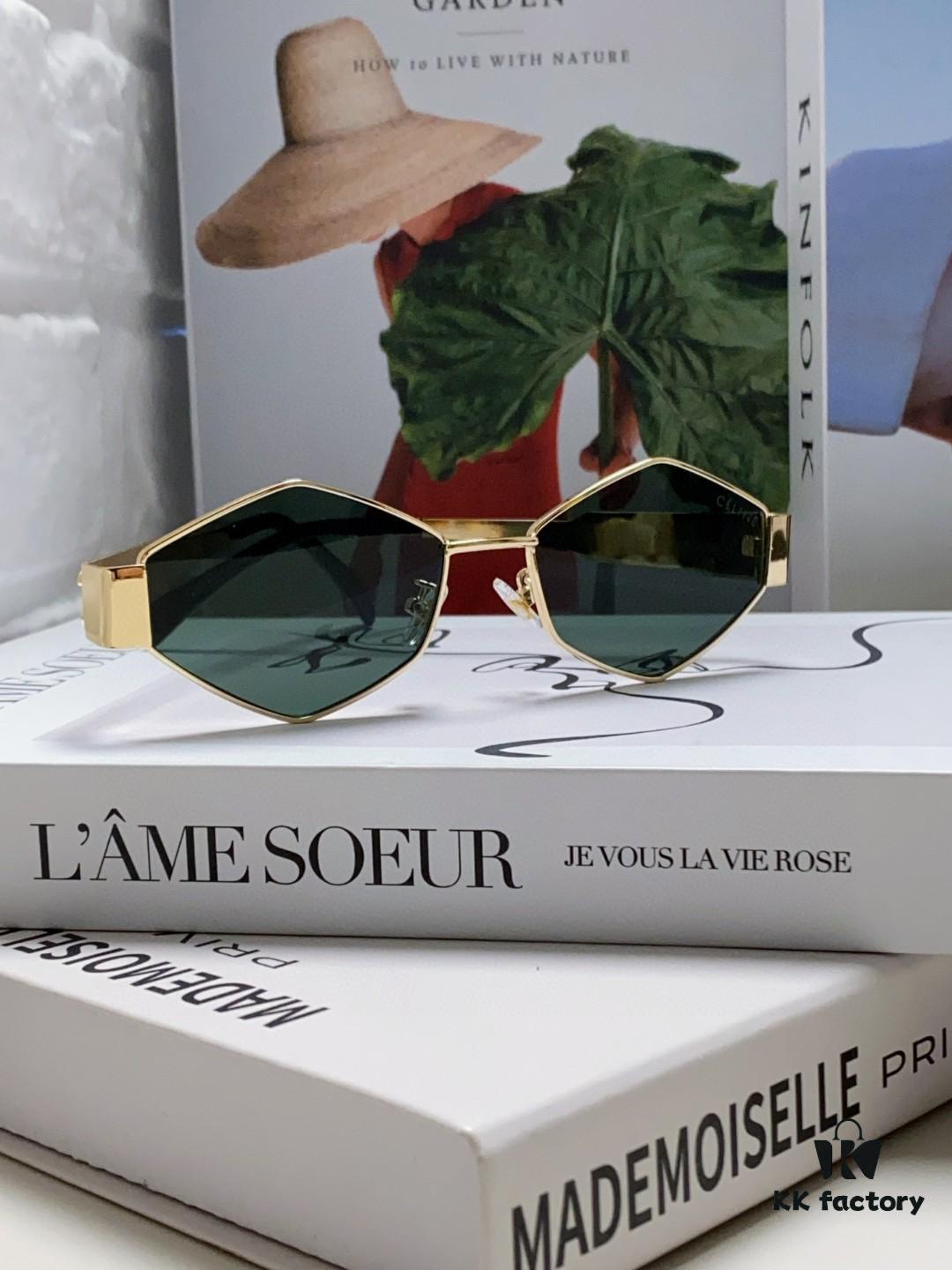 Celine 2024 New Arrival European and American Fashion Polygonal Sunglasses for Women, High-End Unisex Retro Sun Glasses, Influencer-Favorite UV Protection Street Snap Shades