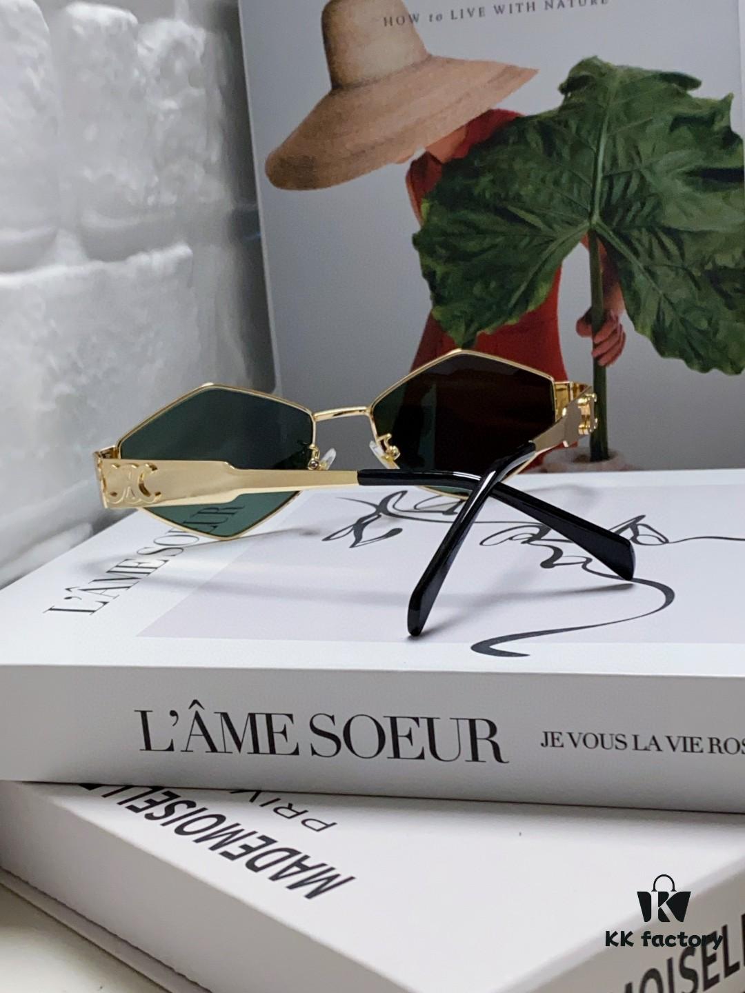 Celine 2024 New Arrival European and American Fashion Polygonal Sunglasses for Women, High-End Unisex Retro Sun Glasses, Influencer-Favorite UV Protection Street Snap Shades