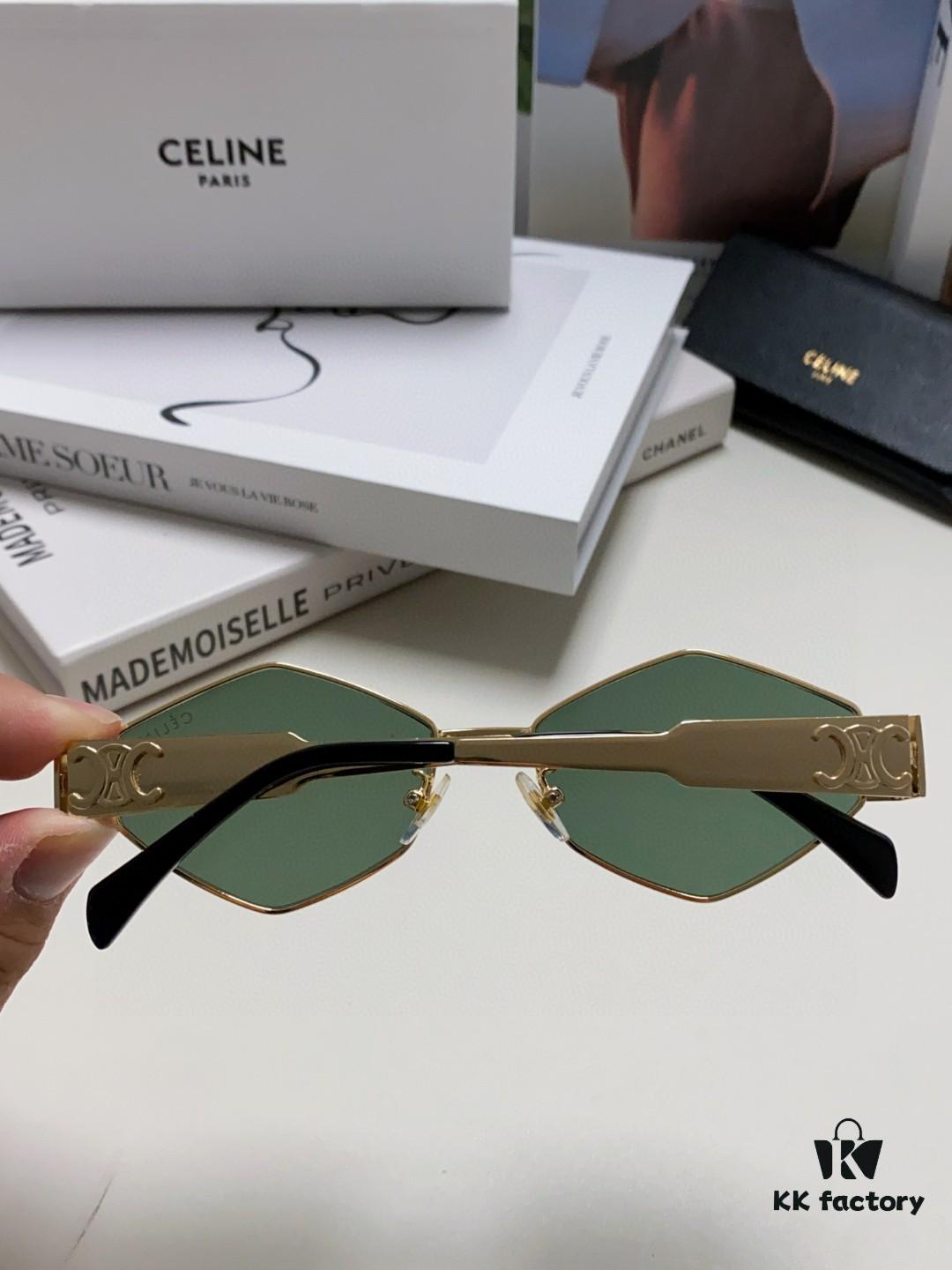 Celine 2024 New Arrival European and American Fashion Polygonal Sunglasses for Women, High-End Unisex Retro Sun Glasses, Influencer-Favorite UV Protection Street Snap Shades