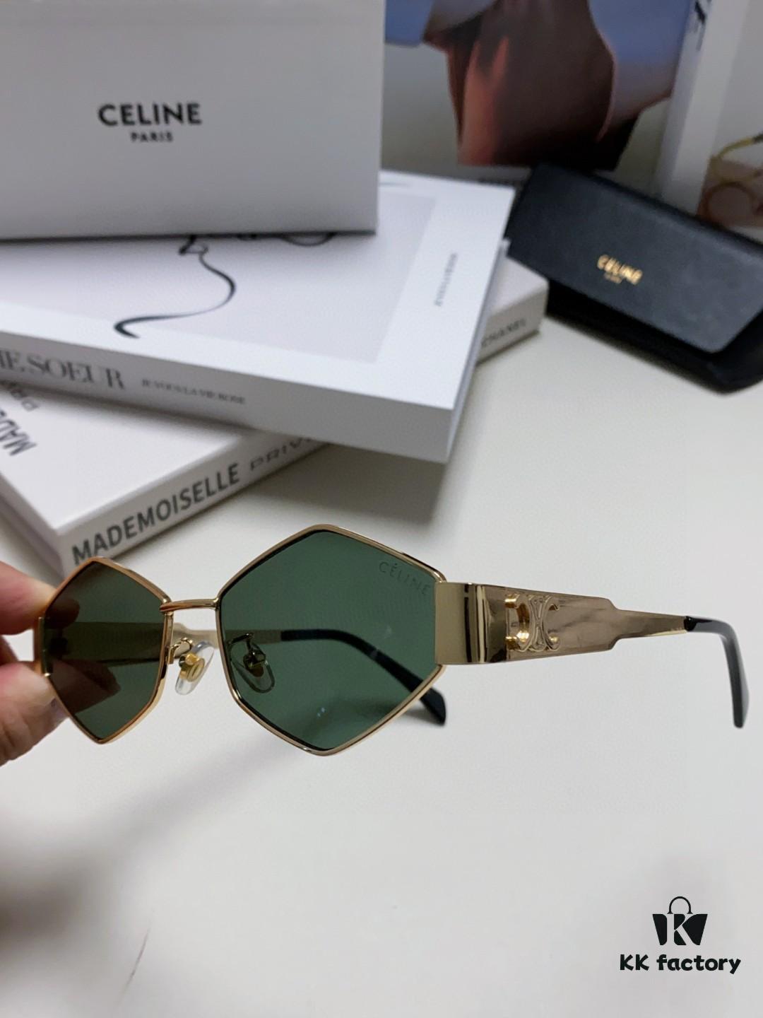 Celine 2024 New Arrival European and American Fashion Polygonal Sunglasses for Women, High-End Unisex Retro Sun Glasses, Influencer-Favorite UV Protection Street Snap Shades