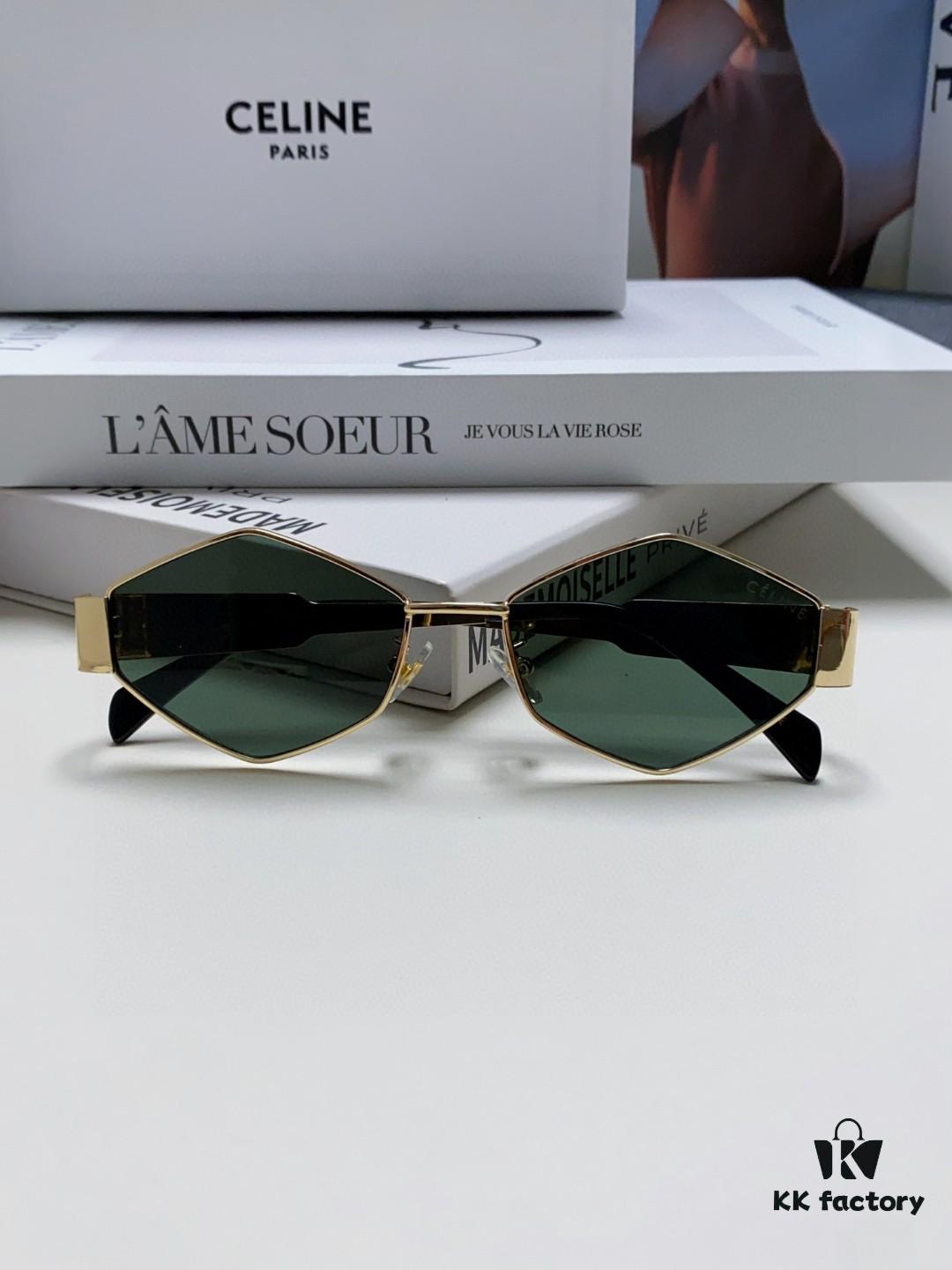 Celine 2024 New Arrival European and American Fashion Polygonal Sunglasses for Women, High-End Unisex Retro Sun Glasses, Influencer-Favorite UV Protection Street Snap Shades