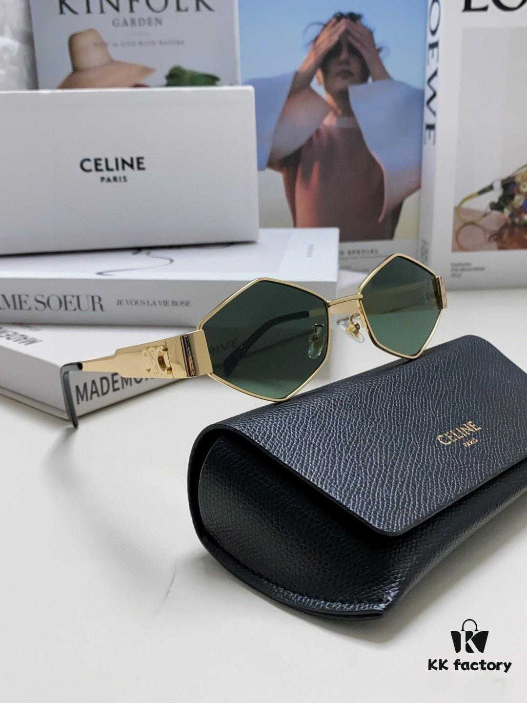 Celine 2024 New Arrival European and American Fashion Polygonal Sunglasses for Women, High-End Unisex Retro Sun Glasses, Influencer-Favorite UV Protection Street Snap Shades