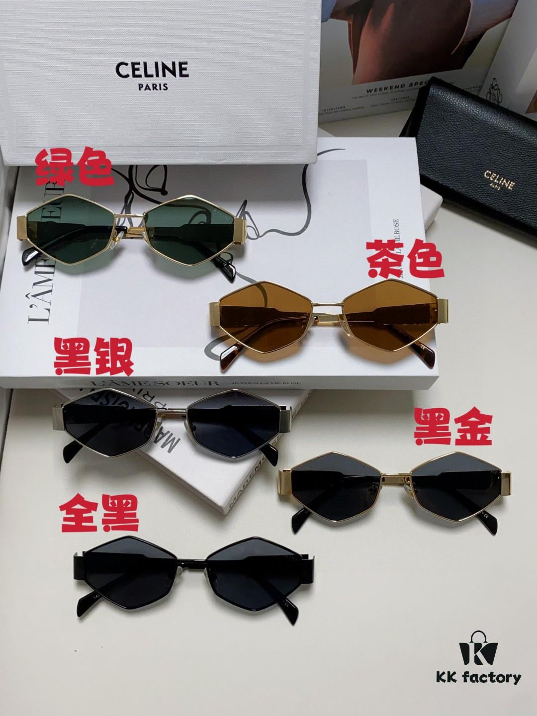 Celine 2024 New Arrival European and American Fashion Polygonal Sunglasses for Women, High-End Unisex Retro Sun Glasses, Influencer-Favorite UV Protection Street Snap Shades