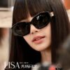Celine Lisa's Same Style Retro Triumphal Arch Sunglasses for Women, New Trendy UV-Proof Slimming Luxury Black and Gold Sunglasses