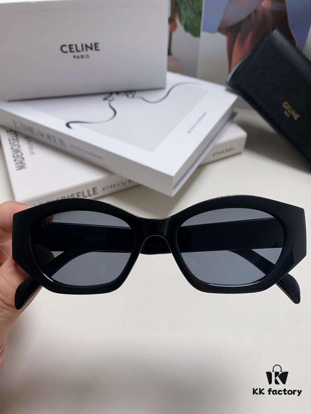 Celine Lisa's Same Style Retro Triumphal Arch Sunglasses for Women, New Trendy UV-Proof Slimming Luxury Black and Gold Sunglasses