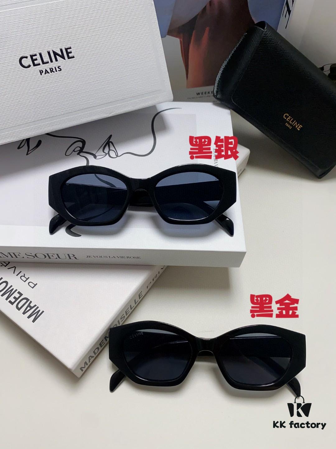 Celine Lisa's Same Style Retro Triumphal Arch Sunglasses for Women, New Trendy UV-Proof Slimming Luxury Black and Gold Sunglasses