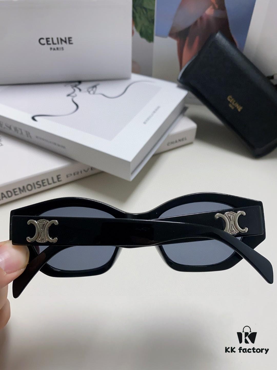 Celine Lisa's Style Retro Triumph Arch Sunglasses for Women, New Trendy UV-Proof Slimming Luxury Sun Glasses, Black and Silver Mirror Shades