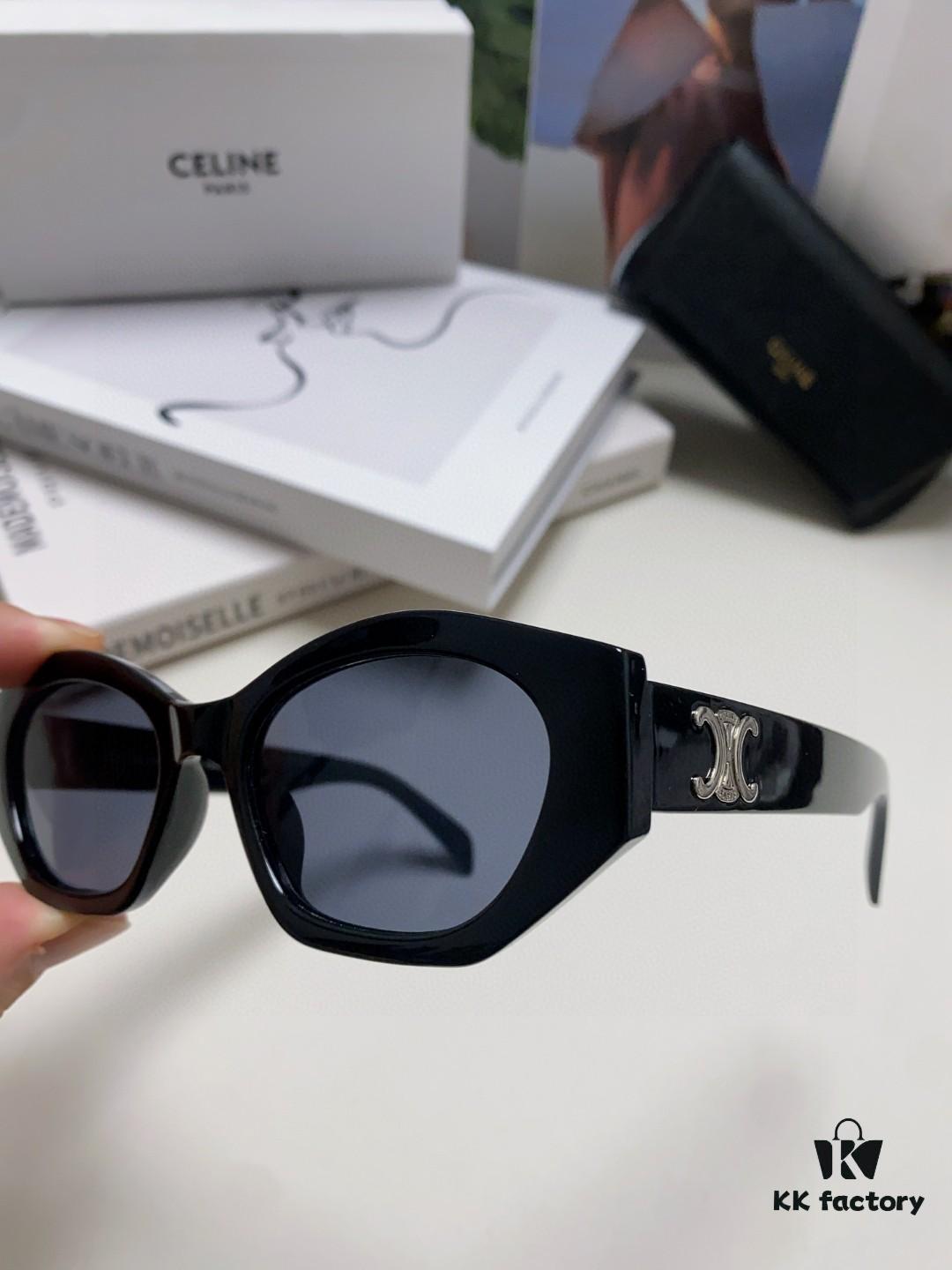 Celine Lisa's Style Retro Triumph Arch Sunglasses for Women, New Trendy UV-Proof Slimming Luxury Sun Glasses, Black and Silver Mirror Shades
