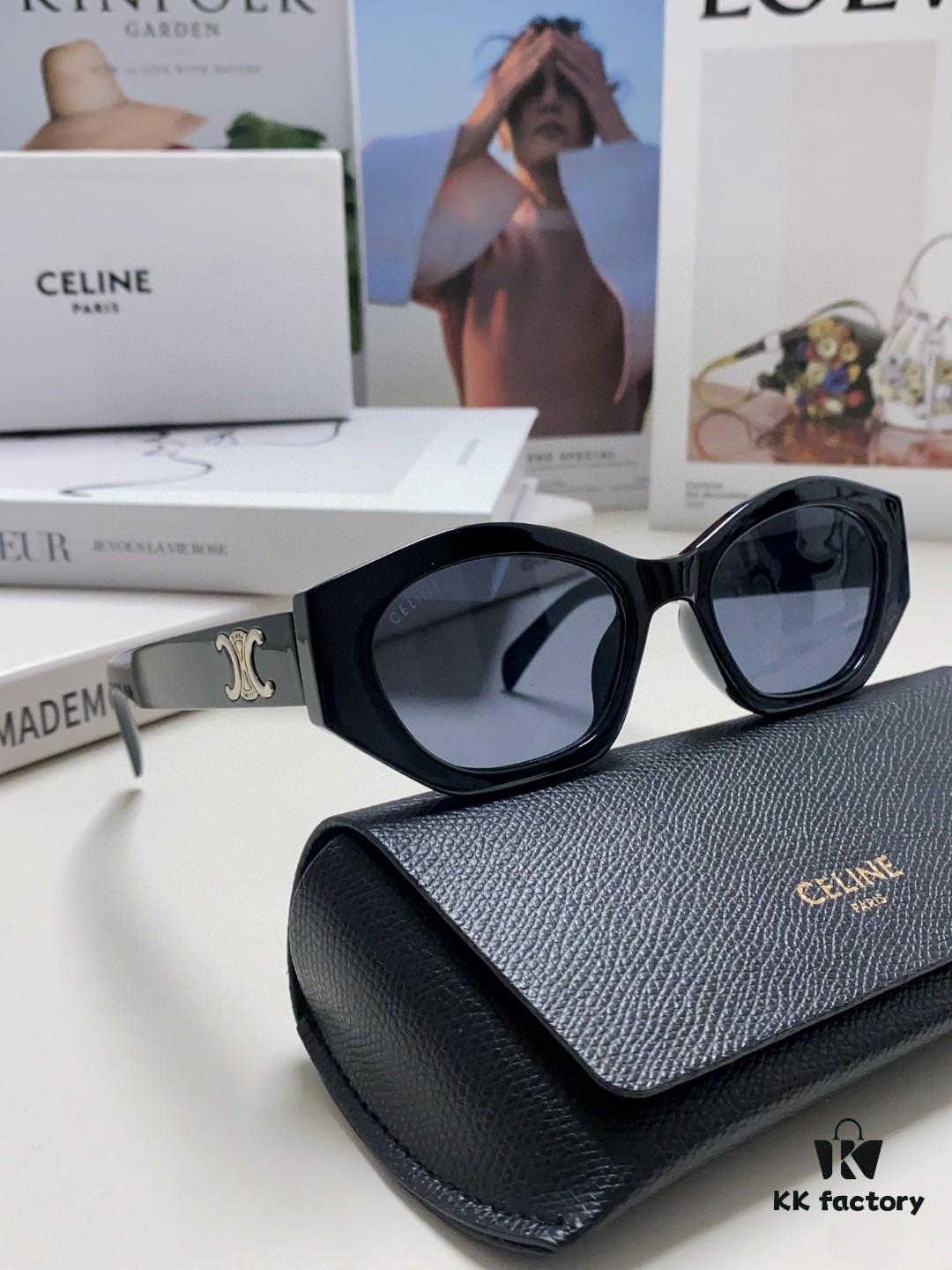 Celine Lisa's Style Retro Triumph Arch Sunglasses for Women, New Trendy UV-Proof Slimming Luxury Sun Glasses, Black and Silver Mirror Shades