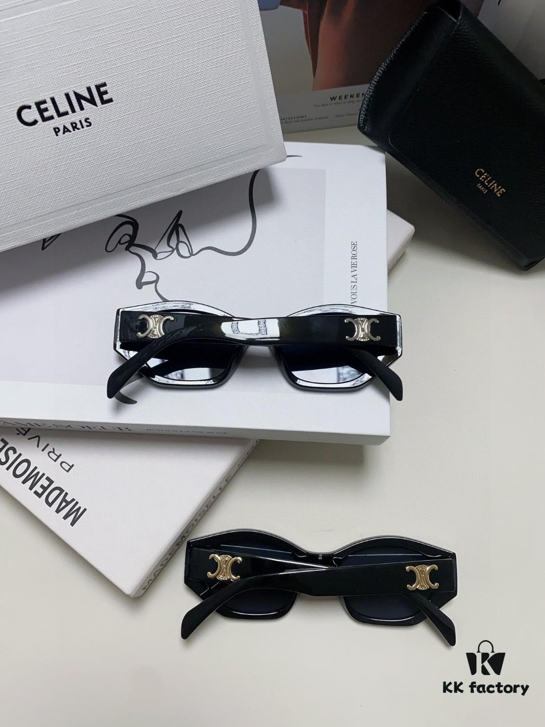 Celine Lisa's Style Retro Triumph Arch Sunglasses for Women, New Trendy UV-Proof Slimming Luxury Sun Glasses, Black and Silver Mirror Shades
