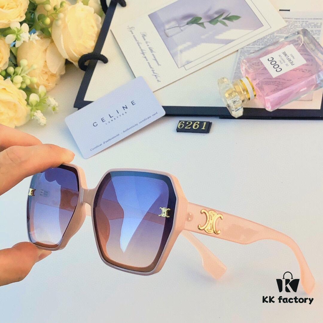 Celine Korean-Style Square Arch Oversized Sunglasses for Women, Face-Slimming UV Protection Shades for Round or Large Faces, Unisex Fashion Sun Glasses with Premium Look