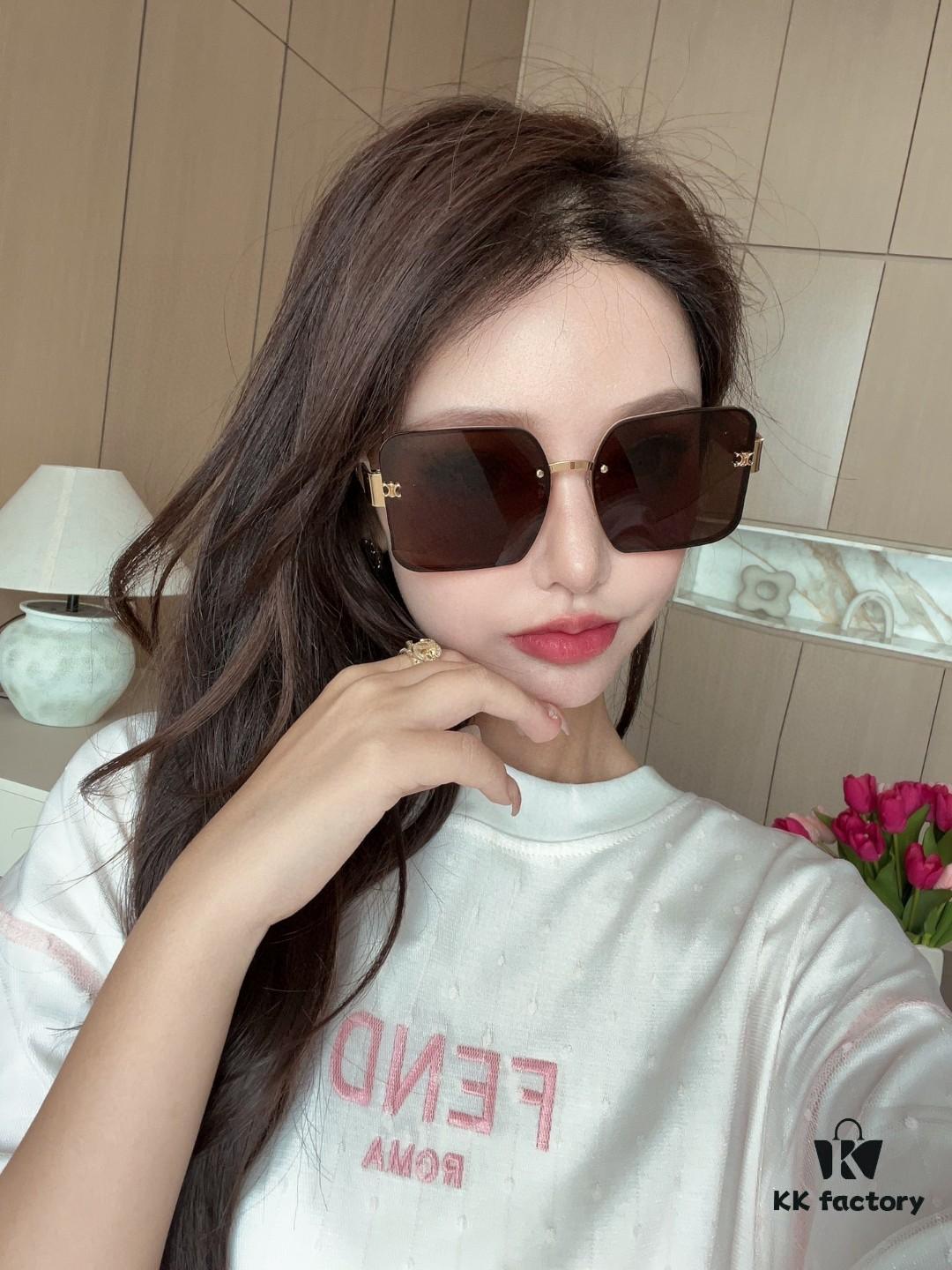 Celine Official Website Latest Top-Quality Edged Unisex Retro Square Sunglasses for Women and Men, Frameless UV Protection Stylish Slimming Sun Glasses with Premium Feel