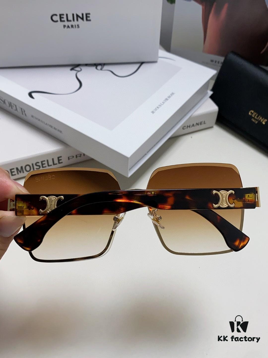 Celine Official Website Latest Top-Quality Edged Unisex Retro Square Sunglasses for Women and Men, Frameless UV Protection Stylish Slimming Sun Glasses with Premium Feel