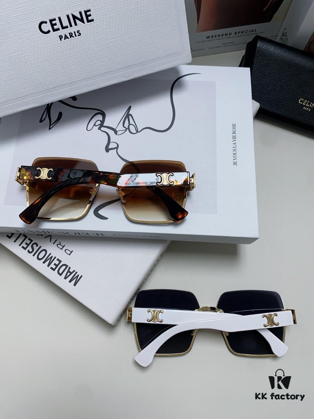 Celine Official Website Latest Top-Quality Edged Unisex Retro Square Sunglasses for Women and Men, Frameless UV Protection Stylish Slimming Sun Glasses with Premium Feel