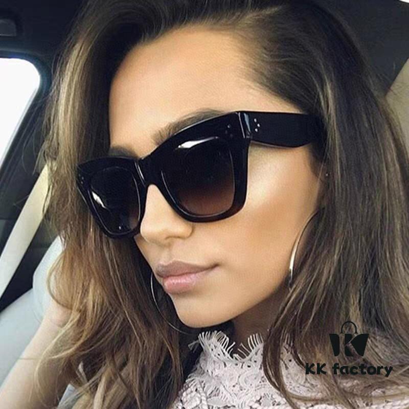 Celine Unisex Oversized Square Sunglasses for Men and Women, Gradient UV Protection Shades, Fashion Streetwear Eyewear