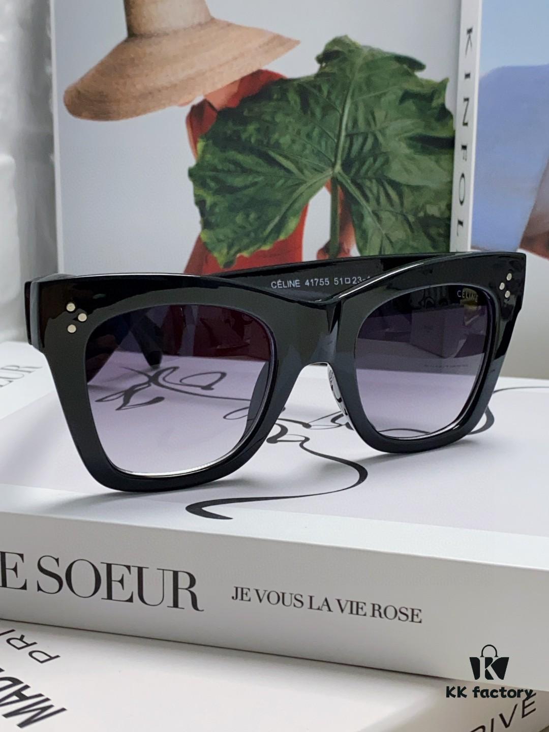 Celine Unisex Oversized Square Sunglasses for Men and Women, Gradient UV Protection Shades, Fashion Streetwear Eyewear