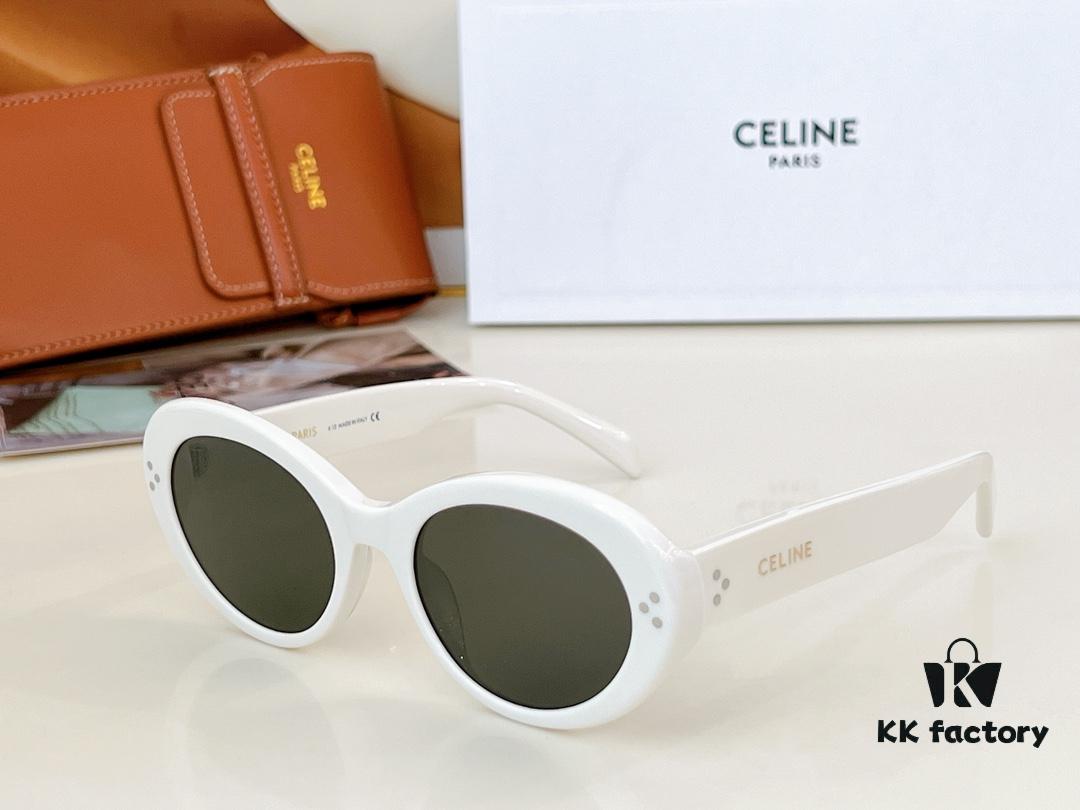 120 CELINE New Arrival Official Website Poster Simple Style Versatile Candy Colors Sunglasses Favorite Oval Frame with Signature Logo Design Fashionable and Everyday Wear Popular on Xiaohongshu Influencer Recommendations Model: CL40193I Size: 53-21-145 🔝🔝 Eyewear Sunglasses