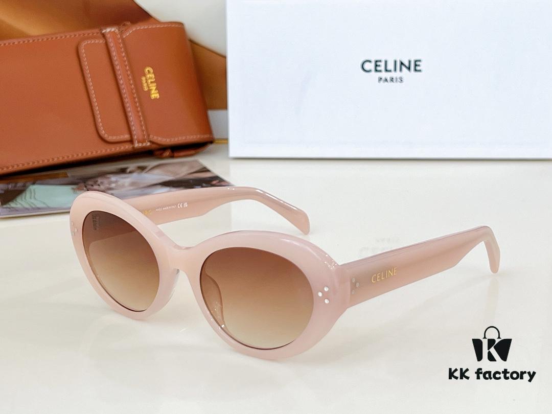120 CELINE New Arrival Official Website Poster Simple Style Versatile Candy Colors Sunglasses Favorite Oval Frame with Signature Logo Design Fashionable and Everyday Wear Popular on Xiaohongshu Influencer Recommendations Model: CL40193I Size: 53-21-145 🔝🔝 Eyewear Sunglasses