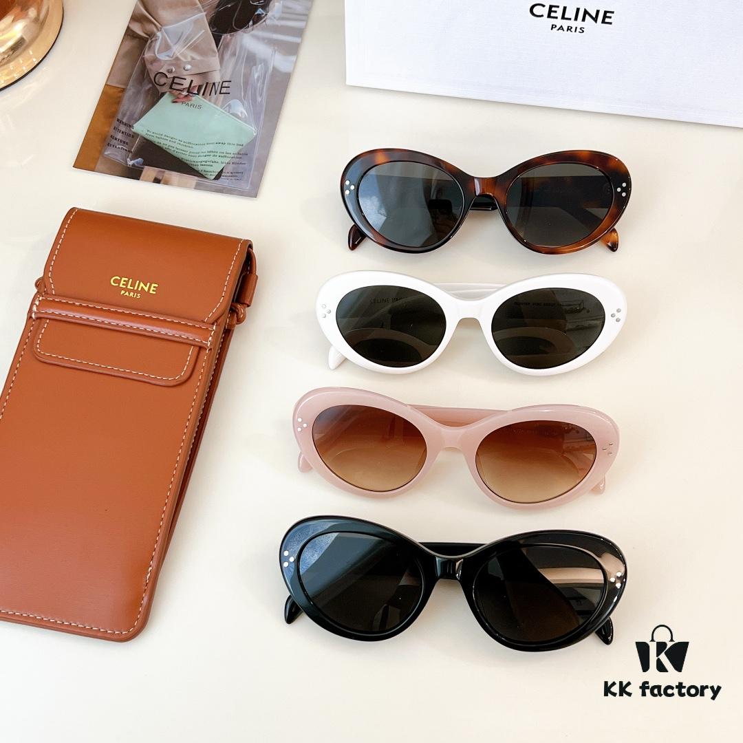 120 CELINE New Arrival Official Website Poster Simple Style Versatile Candy Colors Sunglasses Favorite Oval Frame with Signature Logo Design Fashionable and Everyday Wear Popular on Xiaohongshu Influencer Recommendations Model: CL40193I Size: 53-21-145 🔝🔝 Eyewear Sunglasses