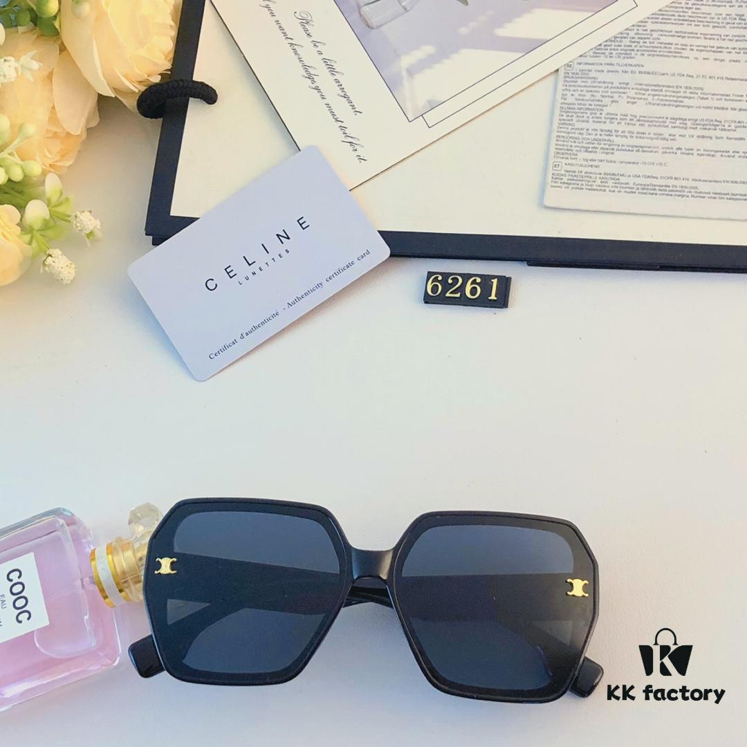 Celine Popular Aviator Black Slimming Sunglasses for Women 2024 New European and American Style High-End Sun Glasses