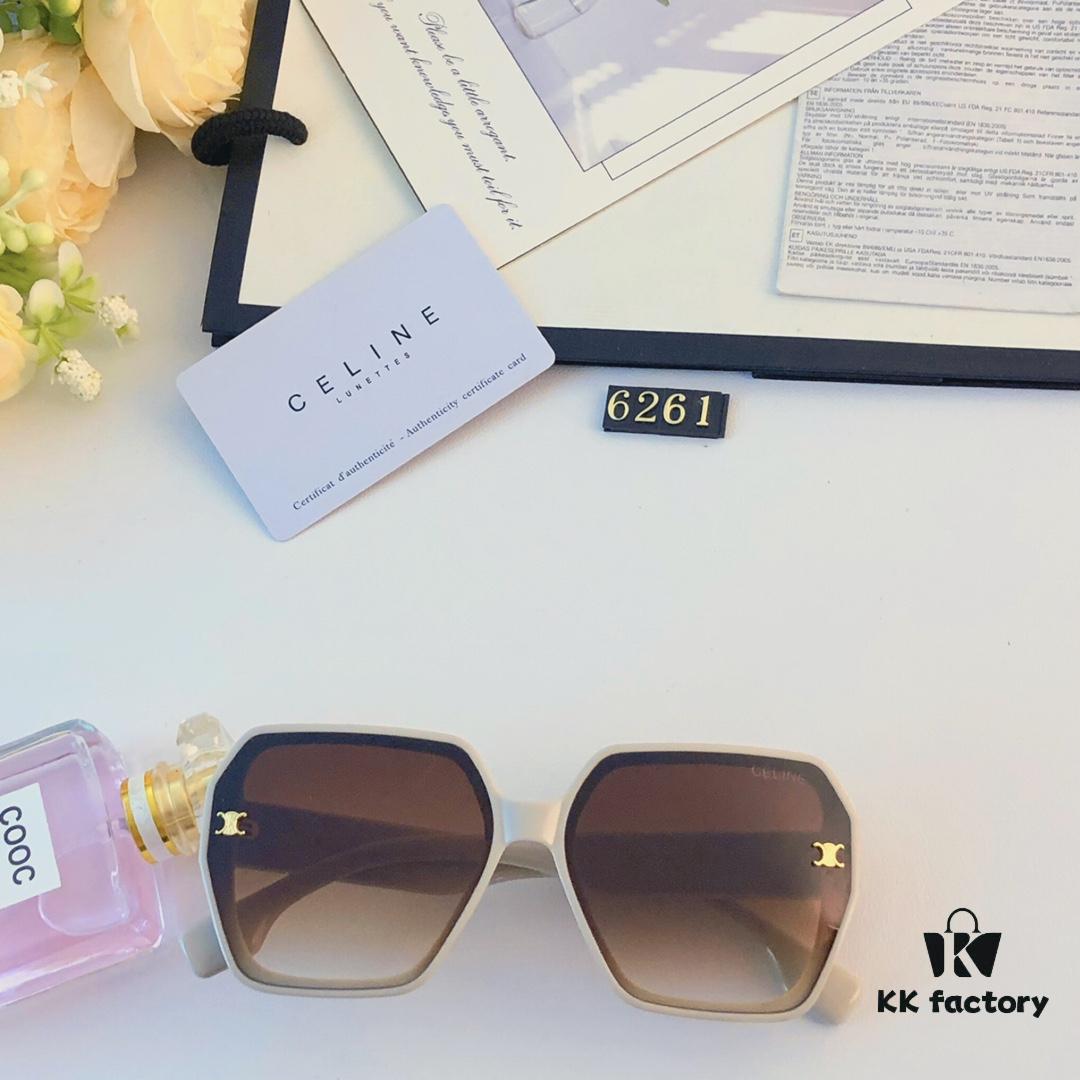 Celine Popular Aviator Black Slimming Sunglasses for Women 2024 New European and American Style High-End Sun Glasses