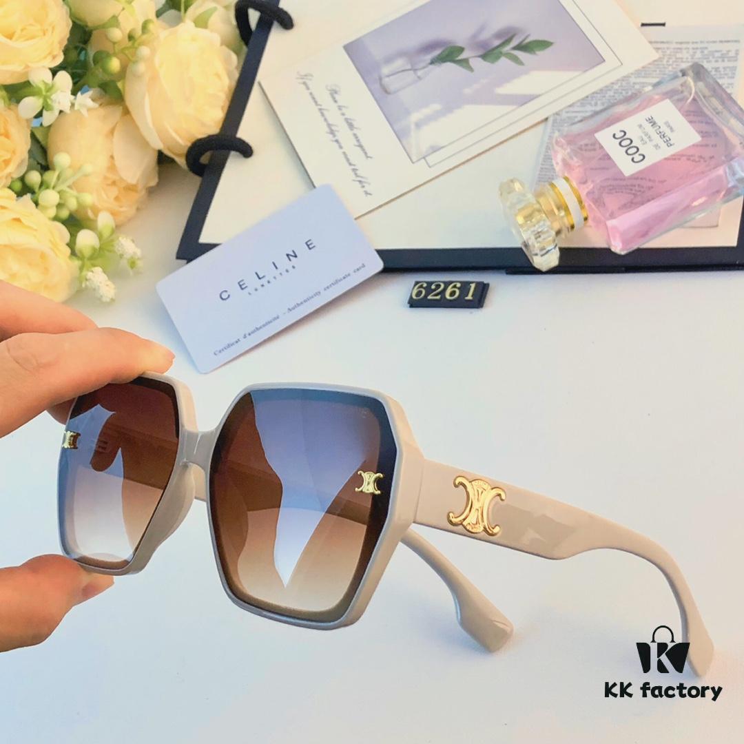 Celine Popular Aviator Black Slimming Sunglasses for Women 2024 New European and American Style High-End Sun Glasses