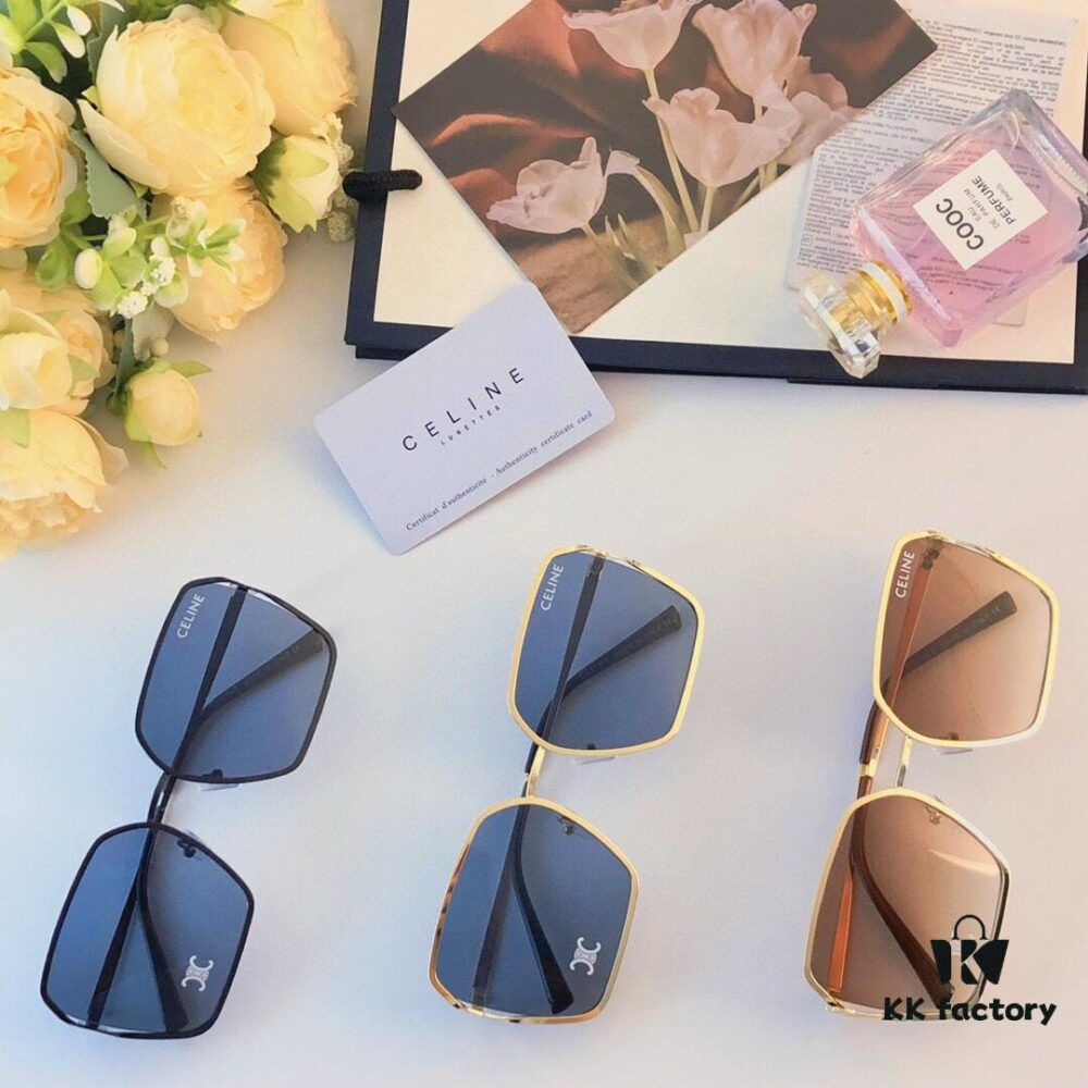 Celine-Style Korean Fashion Metal Frame Oversized Sunglasses for Women, Trendy Round UV Protection Shades Unisex, Ins Style Streetwear Eyewear