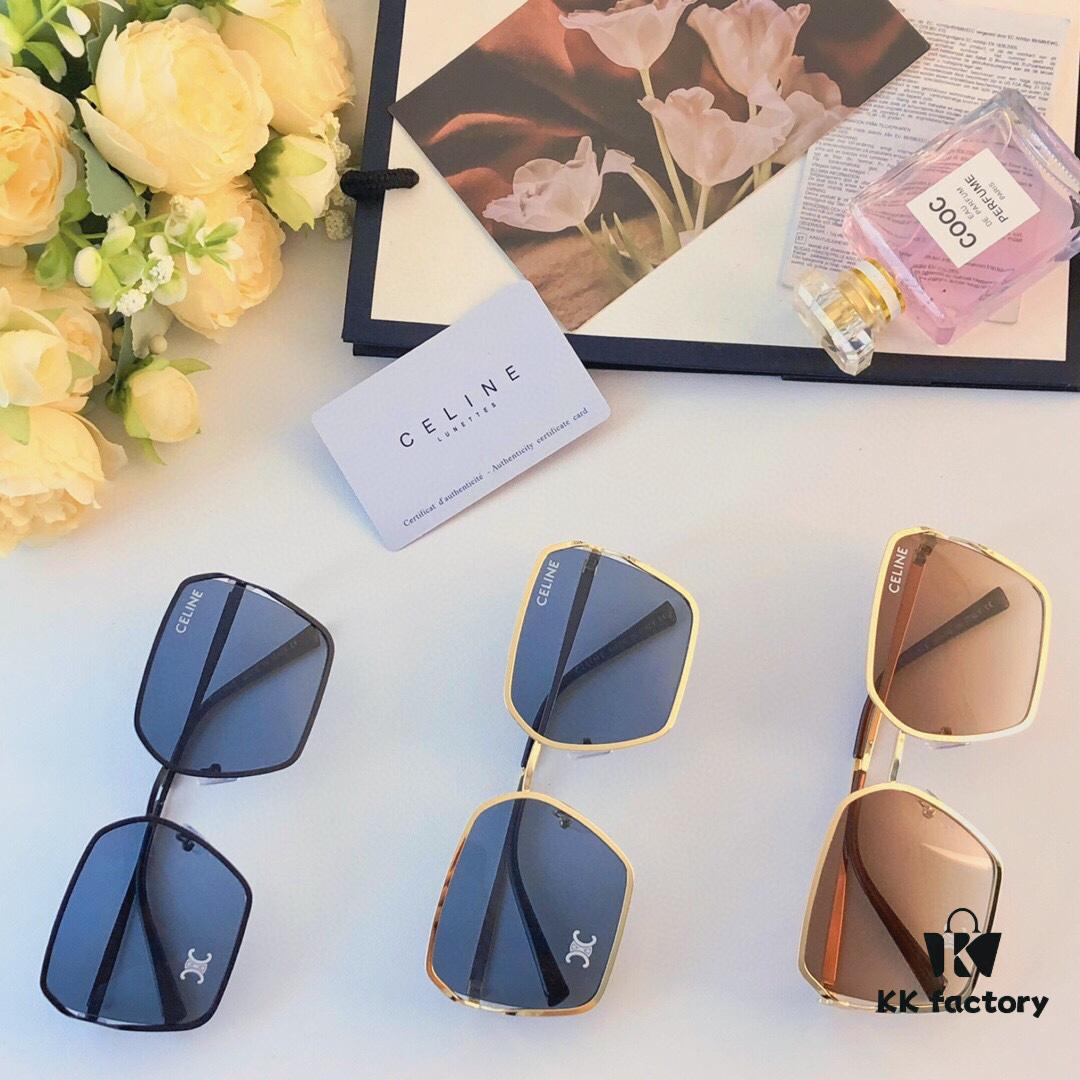 Celine-Style Korean Fashion Metal Frame Oversized Sunglasses for Women, Trendy Round UV Protection Shades Unisex, Ins Style Streetwear Eyewear