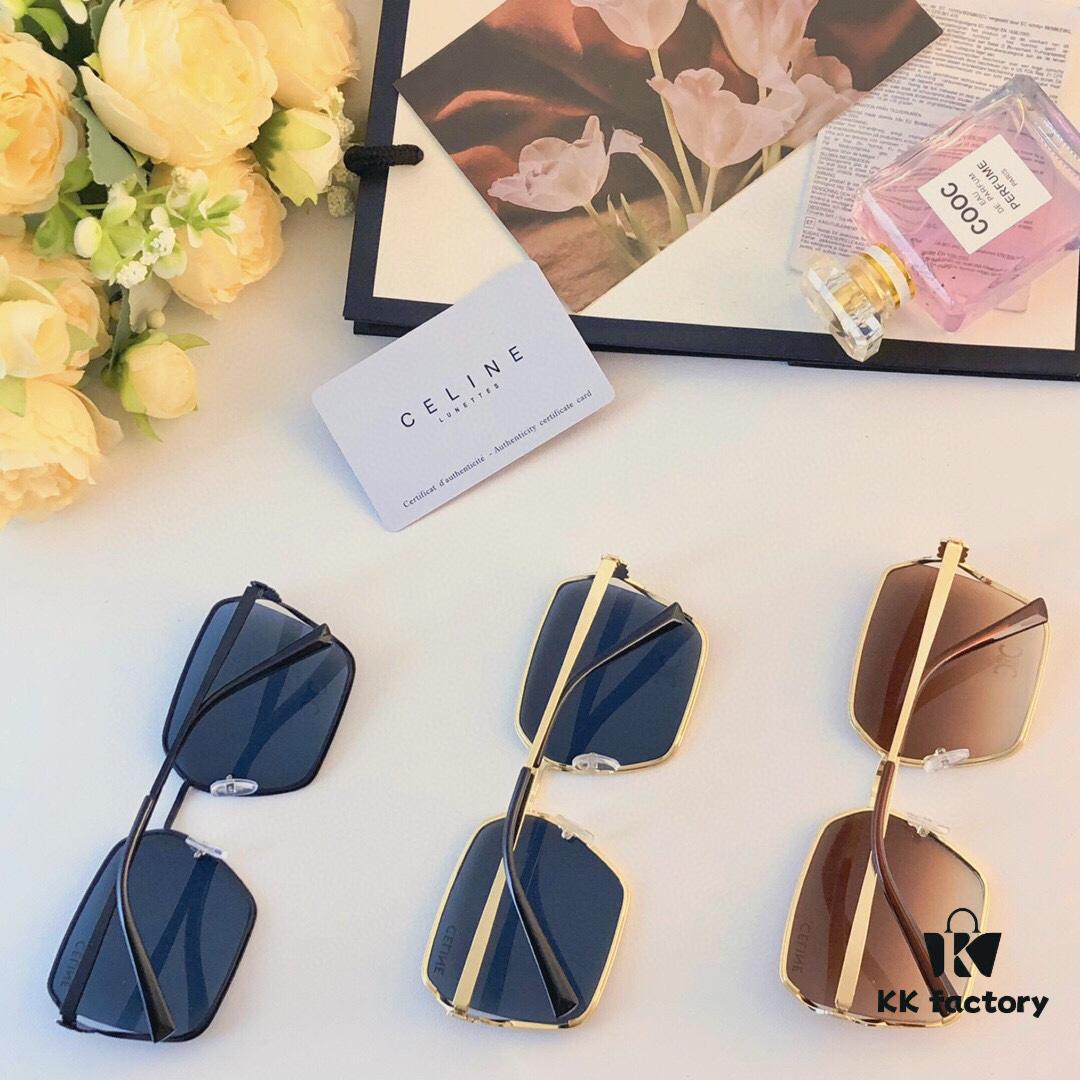 Celine-Style Korean Fashion Metal Frame Oversized Sunglasses for Women, Trendy Round UV Protection Shades Unisex, Ins Style Streetwear Eyewear