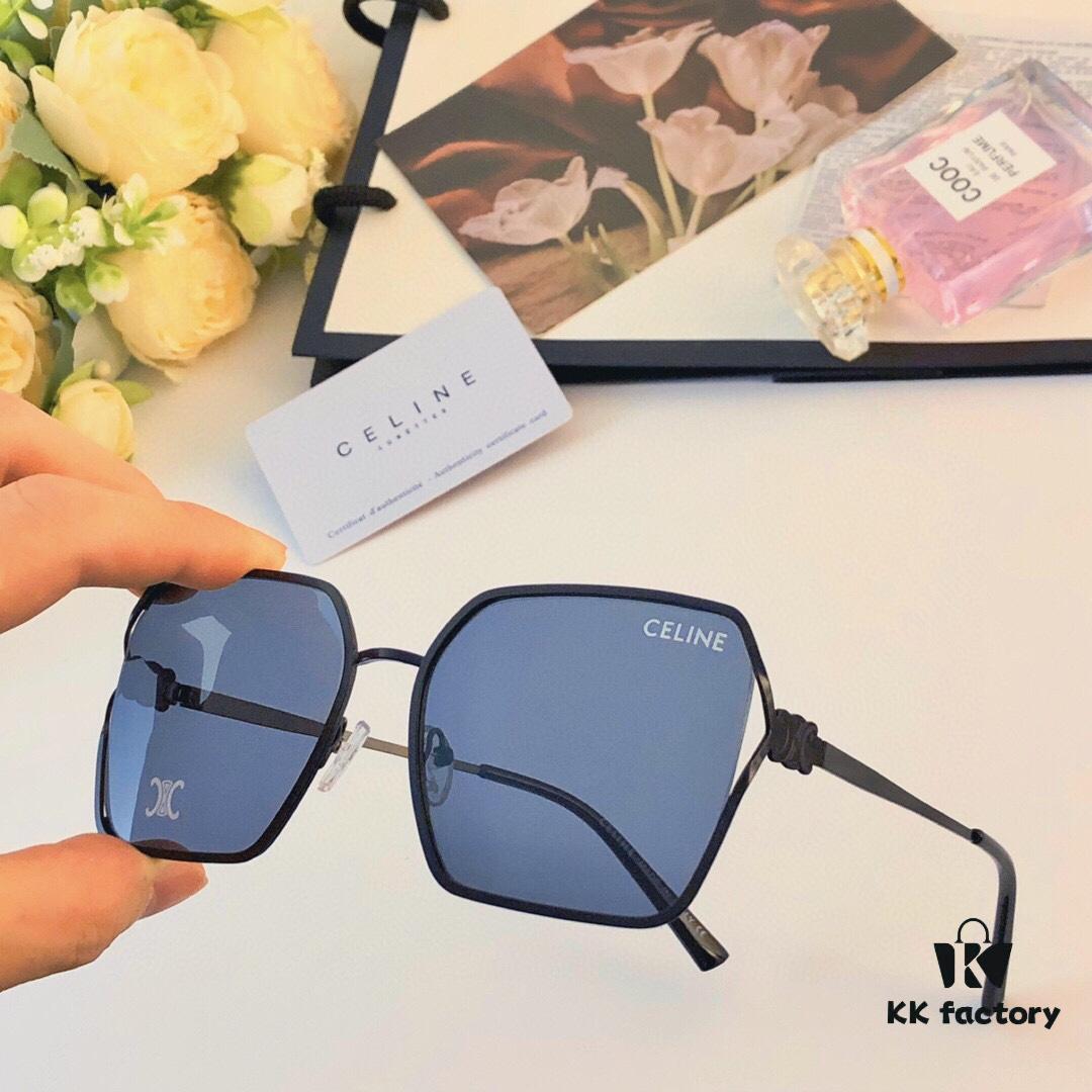 Celine-Style Korean Fashion Metal Frame Oversized Sunglasses for Women, Trendy Round UV Protection Shades Unisex, Ins Style Streetwear Eyewear