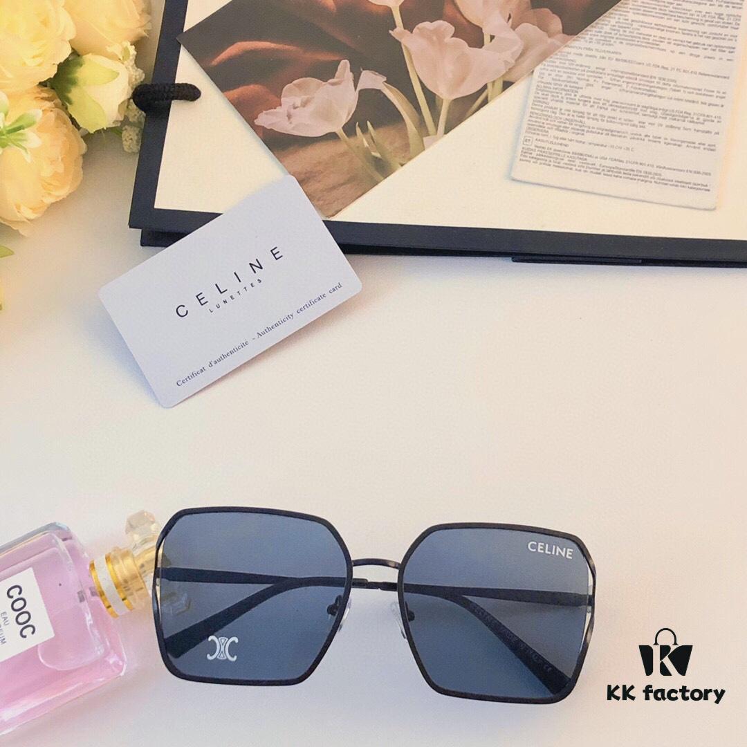 Celine-Style Korean Fashion Metal Frame Oversized Sunglasses for Women, Trendy Round UV Protection Shades Unisex, Ins Style Streetwear Eyewear