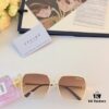 Celine-Style Korean Fashion Metal Frame Oversized Sunglasses for Women, Trendy Round UV Protection Shades Unisex, Ins Style Streetwear Eyewear