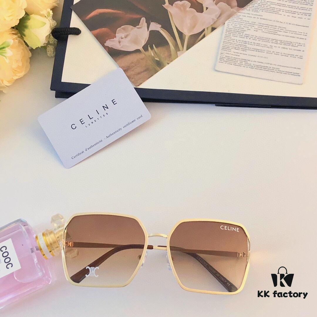 Celine-Style Korean Fashion Metal Frame Oversized Sunglasses for Women, Trendy Round UV Protection Shades Unisex, Ins Style Streetwear Eyewear
