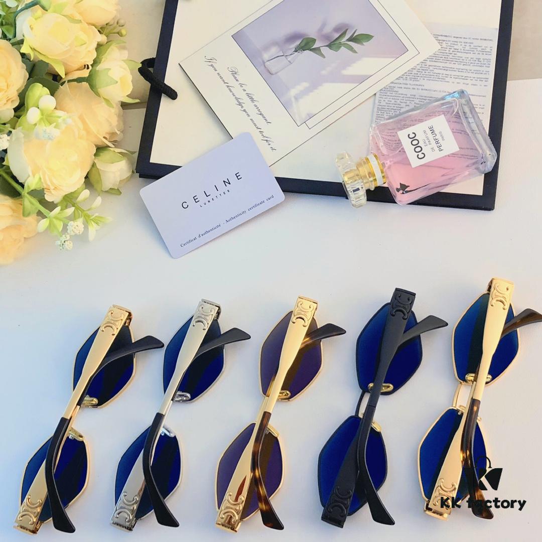 Celine Retro Diamond Frame 2024 New Arrival Sunglasses, Small Frame, Fashionable European and American Street Style, Influencer-Approved, High-End Unisex Sun Glasses