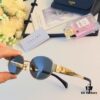 Celine Cat-Eye Sunglasses for Women, 2024 New Arrival, High-End Metal Frame, Small Oval Retro Style, Brown Tinted Sun Glasses