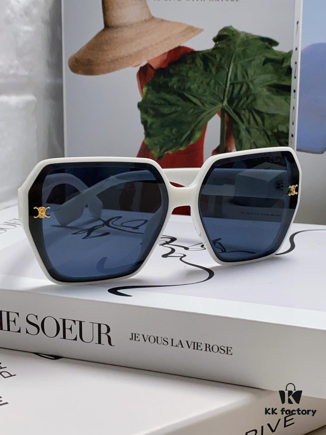 Celine 2024 New Arrival European and American Style Square Oversized Arch-Shaped Sunglasses for Women, UV Protection Sun Glasses for Large Faces, Fashionable Outdoor Shades
