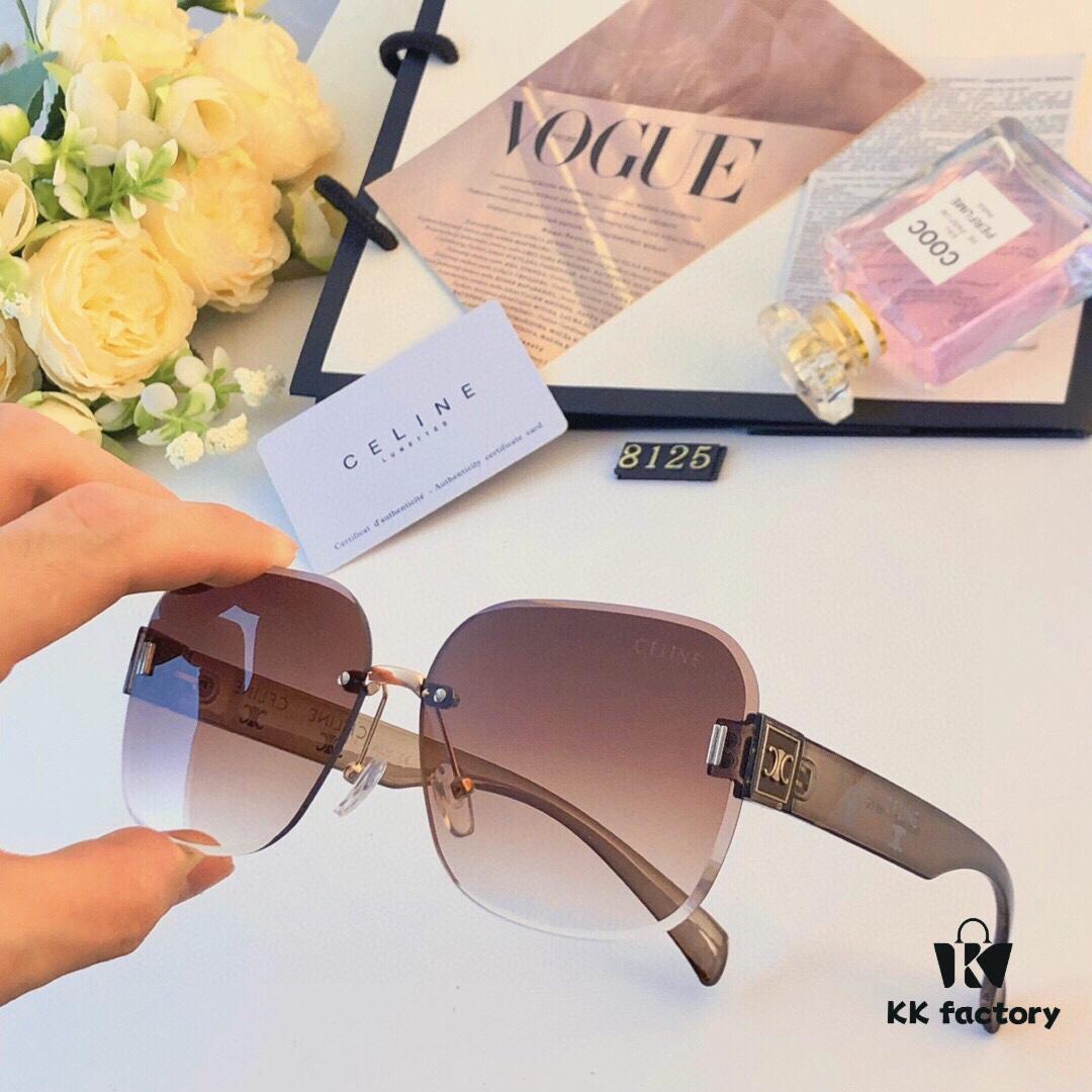 Celine Fashion New Frameless Cut-Out Sunglasses for Women, Oversized European and American Style, Stylish and Sophisticated Sun Glasses