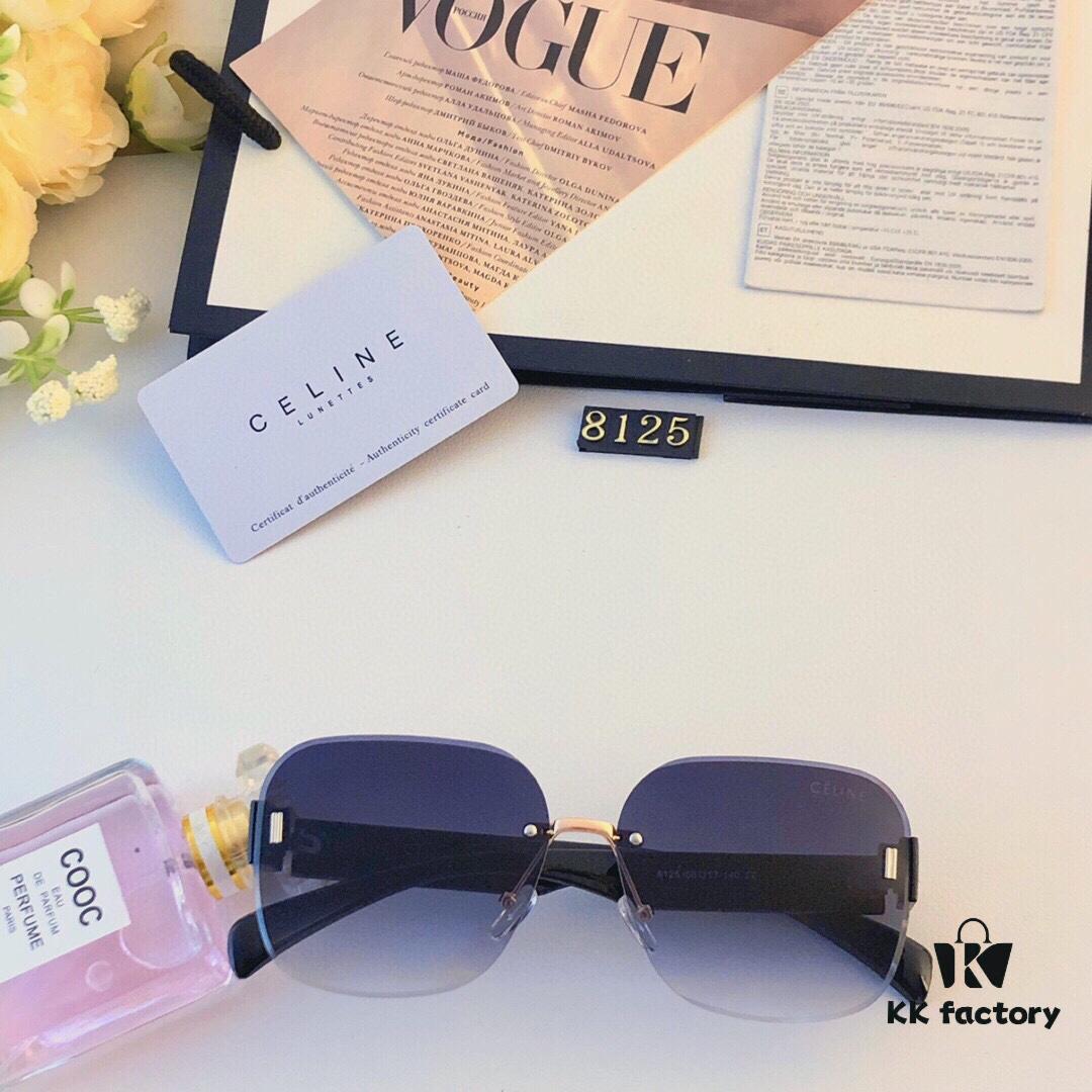 Celine Fashion New Frameless Cut-Out Sunglasses for Women, Oversized European and American Style, Stylish and Sophisticated Sun Glasses