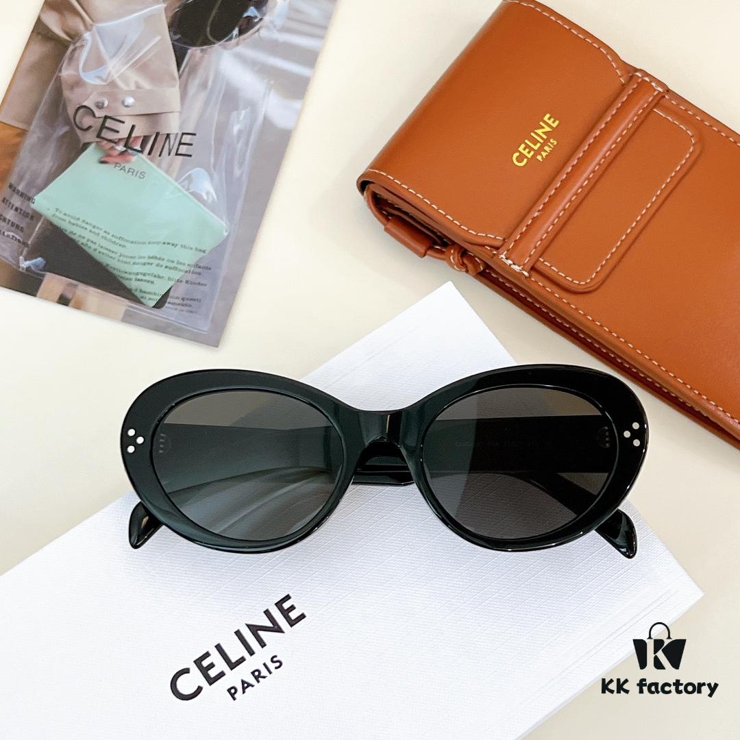 CELINE New Arrival Poster Style Simple and Versatile Sunglasses in Candy Colors, Oval Frame with Signature Logo Design, Fashionable and Everyday Wear, Popular on Xiaohongshu Among Influencers, Model: CL40193I, Size: 53-21-145