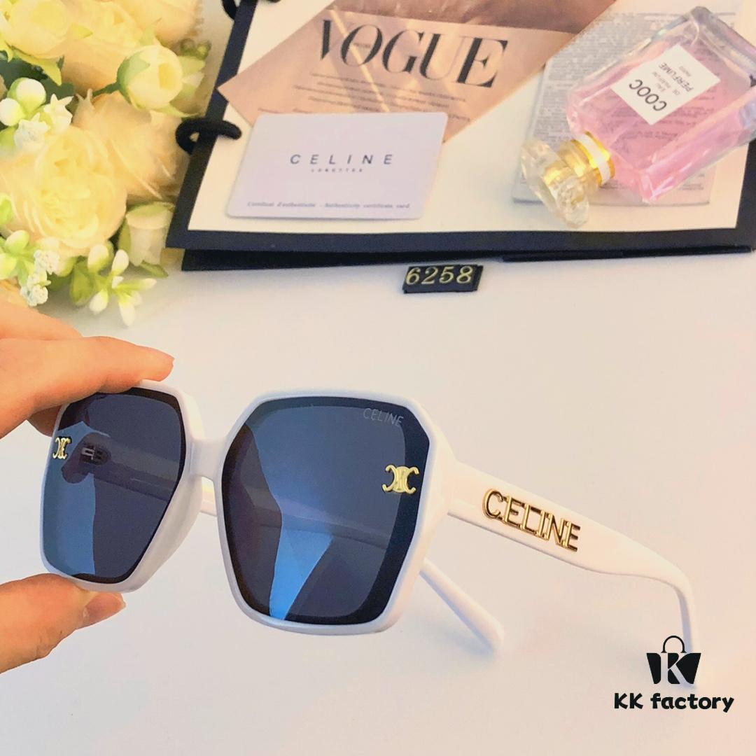 Celine New Arch of Triumph Asymmetric Design Xiaohongshu White Sunglasses for Women, UV Protection Beach Sun Glasses, Flattering for All Face Shapes