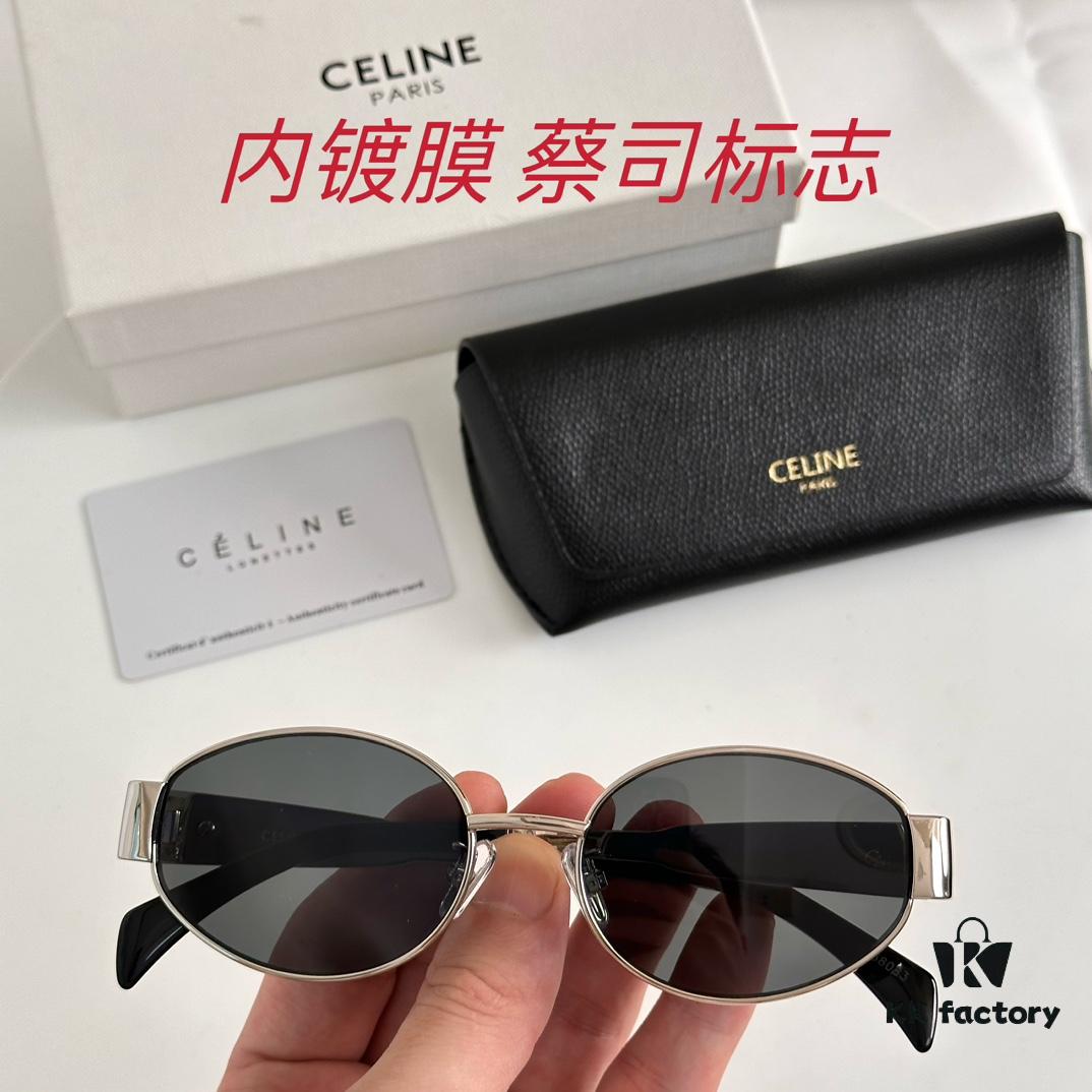 Factory Direct Price, Large Stock, Internally Coated, Laser Logo CELINE CL40235U Arc de Triomphe, Retro Small Round Frame with Logo
