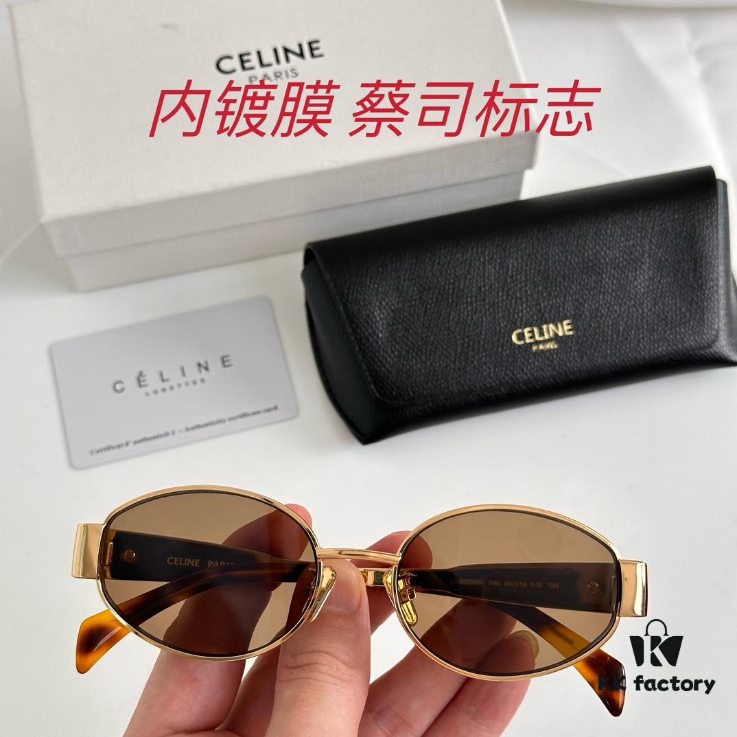 Factory Direct Price, Large Stock, Internally Coated, Laser Logo CELINE CL40235U Arc de Triomphe, Retro Small Round Frame with Logo