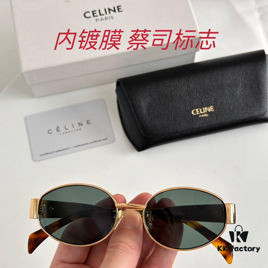 Factory Direct Price, Large Stock, Internally Coated, Laser Logo CELINE CL40235U Arc de Triomphe, Retro Small Round Frame with Logo