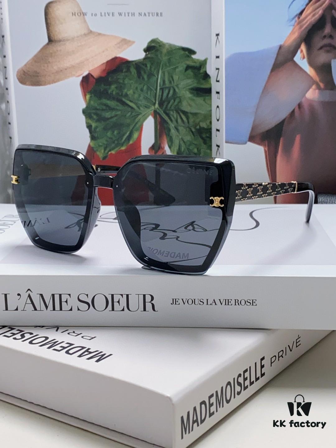 Celine 2024 New Arrival Luxury Elegant Oversized Square Frame Society Lady Sunglasses for Women, Trendy Round Face Flattering Sun Glasses