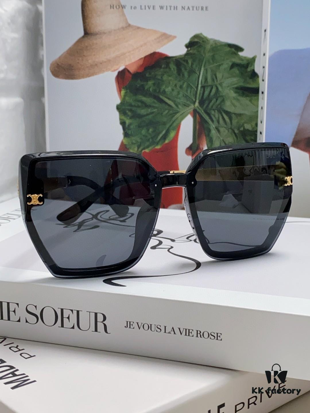 Celine 2024 New Arrival Luxury Elegant Oversized Square Frame Society Lady Sunglasses for Women, Trendy Round Face Flattering Sun Glasses