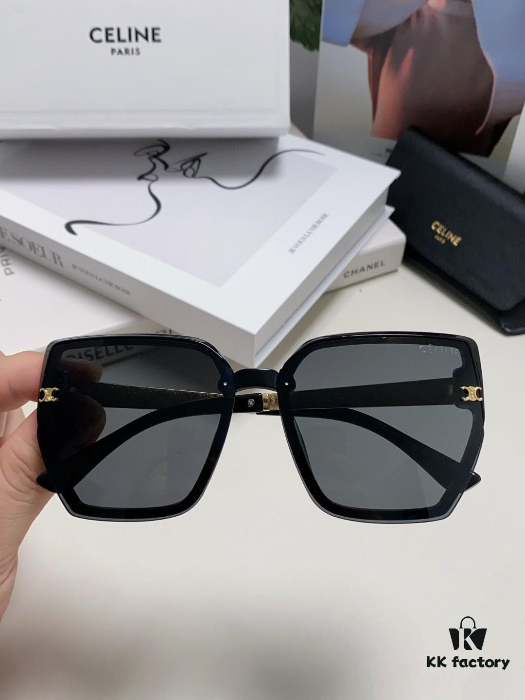 Celine 2024 New Arrival Luxury Elegant Oversized Square Frame Society Lady Sunglasses for Women, Trendy Round Face Flattering Sun Glasses